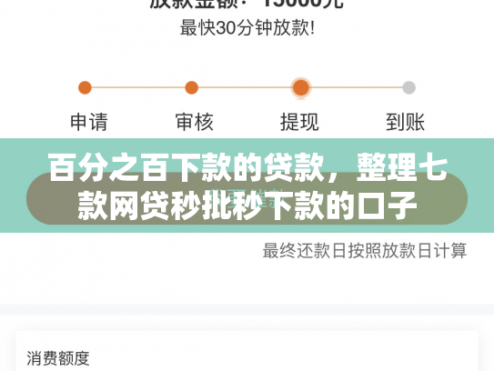 百分之百下款的贷款，整理七款网贷秒批秒下款的口子