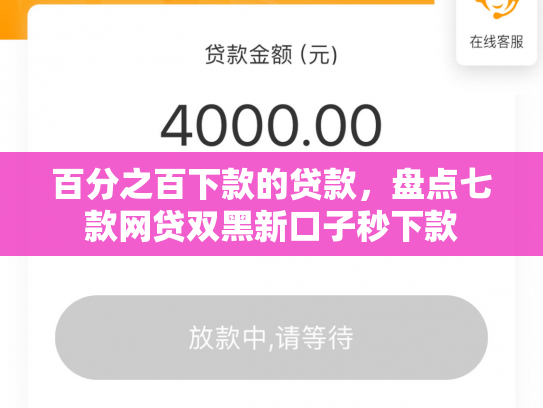百分之百下款的贷款，盘点七款网贷双黑新口子秒下款