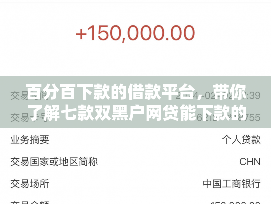 百分百下款的借款平台，带你了解七款双黑户网贷能下款的口子