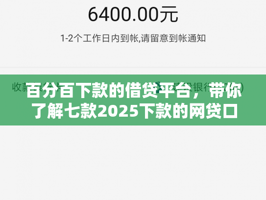 百分百下款的借贷平台，带你了解七款2025下款的网贷口子