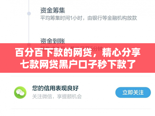 百分百下款的网贷，精心分享七款网贷黑户口子秒下款了