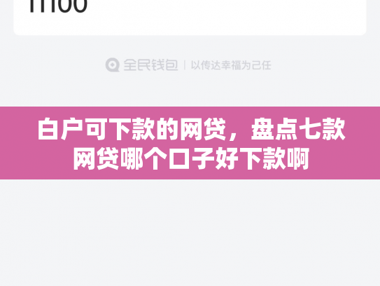 白户可下款的网贷，盘点七款网贷哪个口子好下款啊