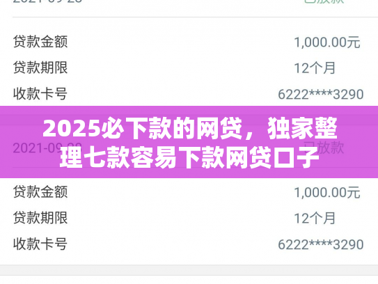 2025必下款的网贷，独家整理七款容易下款网贷口子
