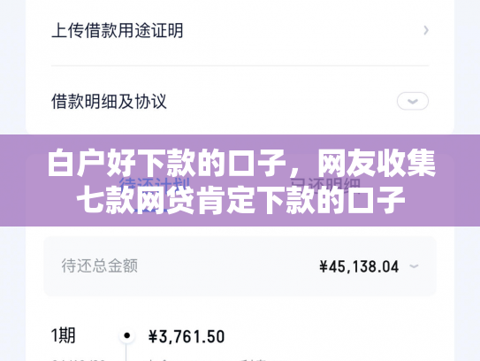 白户好下款的口子，网友收集七款网贷肯定下款的口子