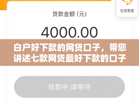 白户好下款的网贷口子，带您讲述七款网贷最好下款的口子是