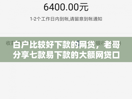 白户比较好下款的网贷，老哥分享七款易下款的大额网贷口子