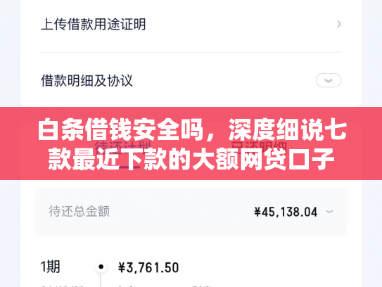 白条借钱安全吗，深度细说七款最近下款的大额网贷口子