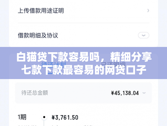 白猫贷下款容易吗，精细分享七款下款最容易的网贷口子