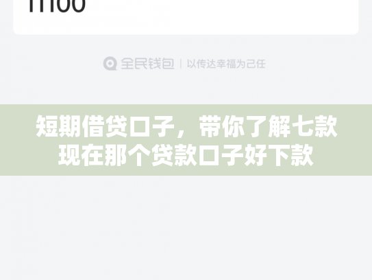 短期借贷口子，带你了解七款现在那个贷款口子好下款