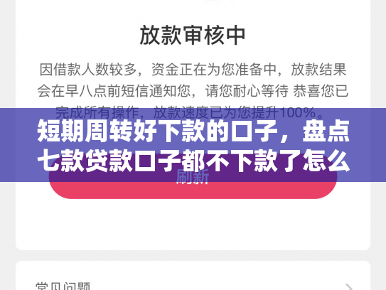 短期周转好下款的口子，盘点七款贷款口子都不下款了怎么回事