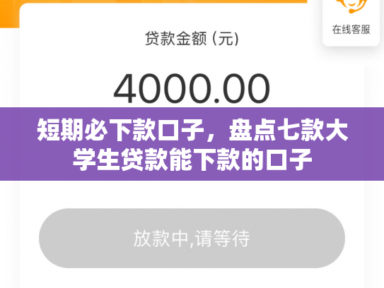 短期必下款口子，盘点七款大学生贷款能下款的口子
