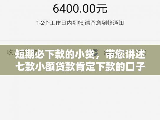短期必下款的小贷，带您讲述七款小额贷款肯定下款的口子