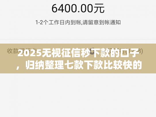 2025无视征信秒下款的口子，归纳整理七款下款比较快的网贷口子