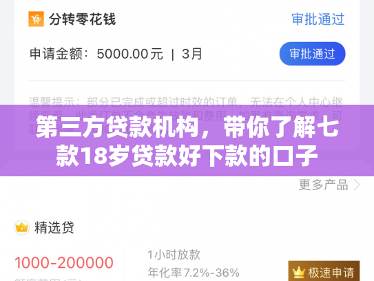 第三方贷款机构，带你了解七款18岁贷款好下款的口子