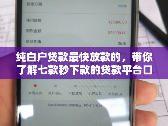 纯白户贷款最快放款的，带你了解七款秒下款的贷款平台口子哥