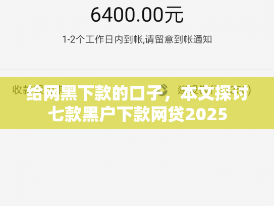 给网黑下款的口子，本文探讨七款黑户下款网贷2025