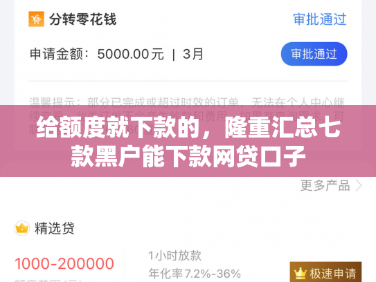 给额度就下款的，隆重汇总七款黑户能下款网贷口子