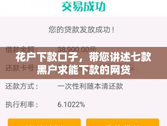 花户下款口子，带您讲述七款黑户求能下款的网贷