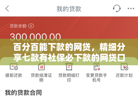 百分百能下款的网贷，精细分享七款有社保必下款的网贷口子