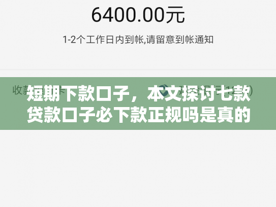 短期下款口子，本文探讨七款贷款口子必下款正规吗是真的吗