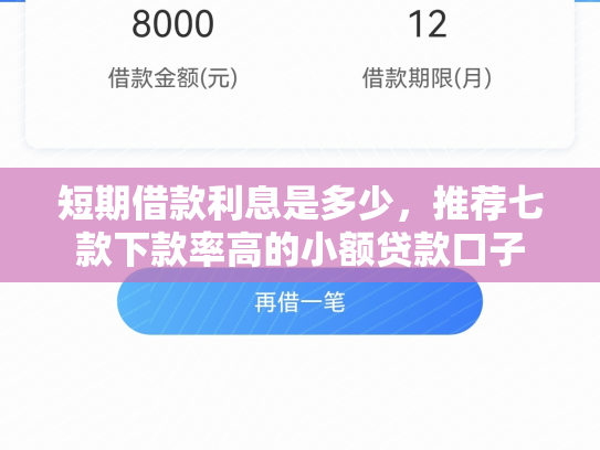 短期借款利息是多少，推荐七款下款率高的小额贷款口子