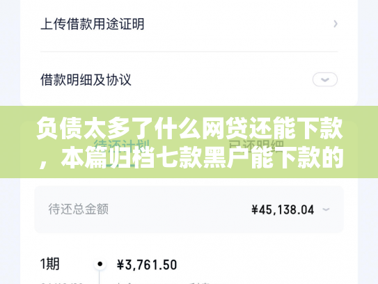 负债太多了什么网贷还能下款，本篇归档七款黑户能下款的网贷口子