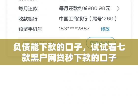 负债能下款的口子，试试看七款黑户网贷秒下款的口子