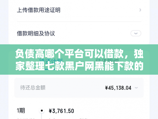 负债高哪个平台可以借款，独家整理七款黑户网黑能下款的网贷