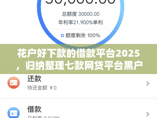 花户好下款的借款平台2025，归纳整理七款网贷平台黑户可以下款