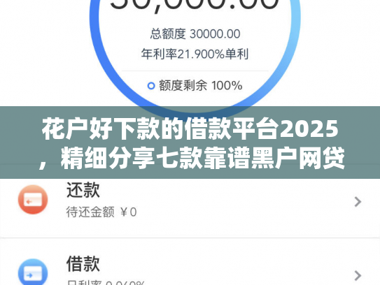 花户好下款的借款平台2025，精细分享七款靠谱黑户网贷夜间下款
