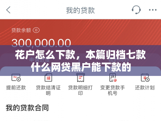 花户怎么下款，本篇归档七款什么网贷黑户能下款的