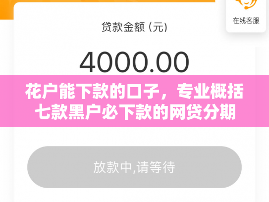 花户能下款的口子，专业概括七款黑户必下款的网贷分期