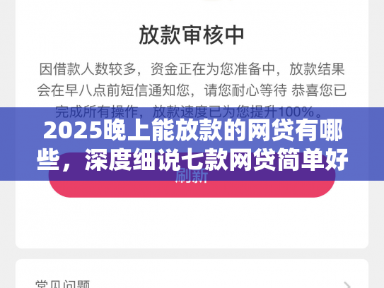 2025晚上能放款的网贷有哪些，深度细说七款网贷简单好下款的口子