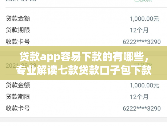 贷款app容易下款的有哪些，专业解读七款贷款口子包下款的
