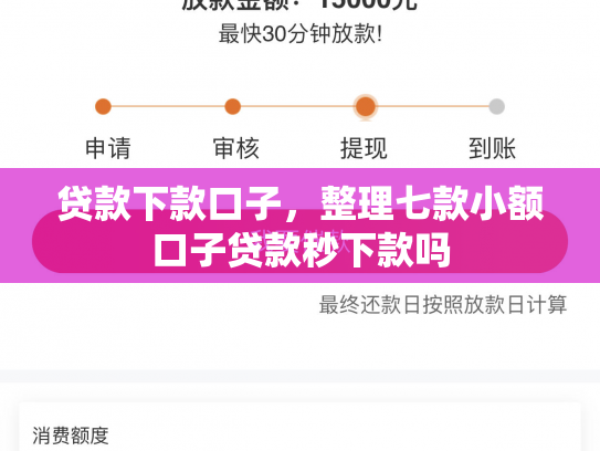 贷款下款口子，整理七款小额口子贷款秒下款吗
