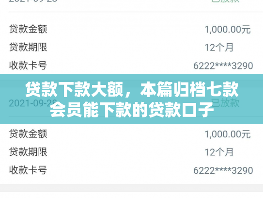 贷款下款大额，本篇归档七款会员能下款的贷款口子