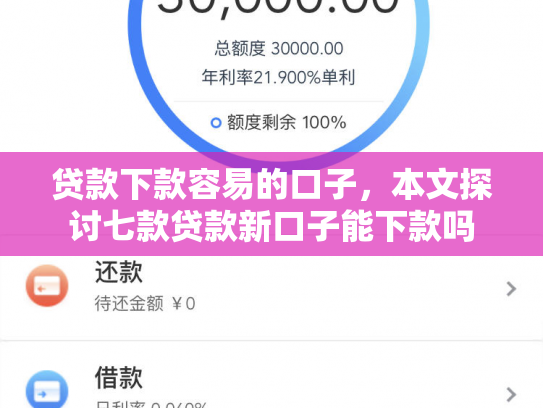 贷款下款容易的口子，本文探讨七款贷款新口子能下款吗