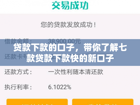 贷款下款的口子，带你了解七款贷款下款快的新口子