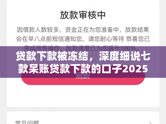 贷款下款被冻结，深度细说七款呆账贷款下款的口子2025