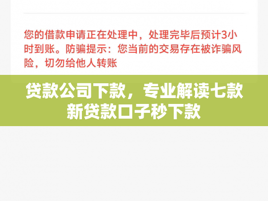 贷款公司下款，专业解读七款新贷款口子秒下款