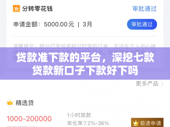 贷款准下款的平台，深挖七款贷款新口子下款好下吗