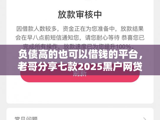 负债高的也可以借钱的平台，老哥分享七款2025黑户网贷能下款的口子