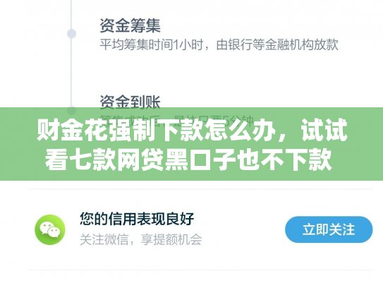 财金花强制下款怎么办，试试看七款网贷黑口子也不下款 是为什么
