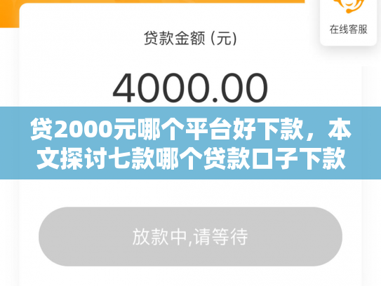 贷2000元哪个平台好下款，本文探讨七款哪个贷款口子下款