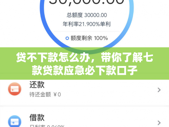 贷不下款怎么办，带你了解七款贷款应急必下款口子