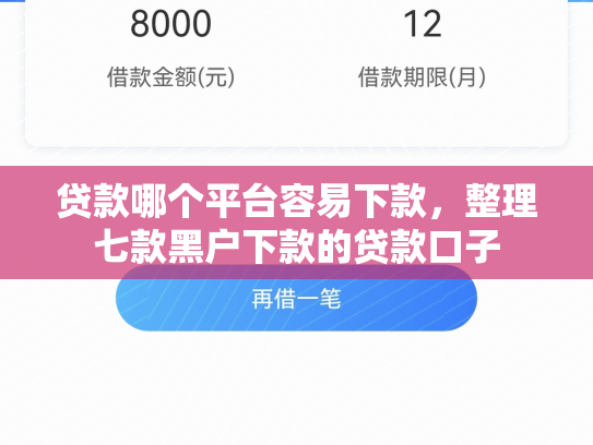 贷款哪个平台容易下款，整理七款黑户下款的贷款口子