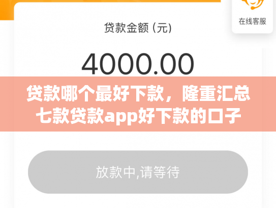 贷款哪个最好下款，隆重汇总七款贷款app好下款的口子