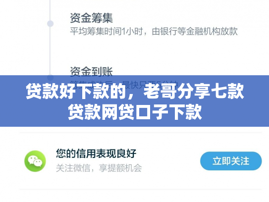 贷款好下款的，老哥分享七款贷款网贷口子下款
