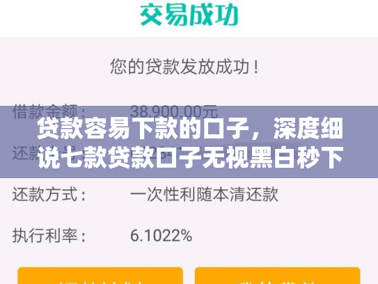 贷款容易下款的口子，深度细说七款贷款口子无视黑白秒下款