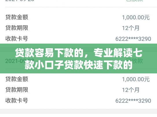 贷款容易下款的，专业解读七款小口子贷款快速下款的